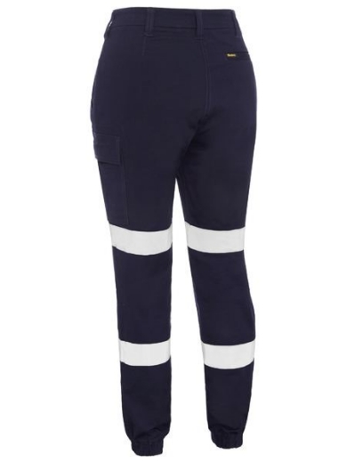 Picture of Bisley Ladies Cotton Cuffed Cargo Pants with Reflective Tape