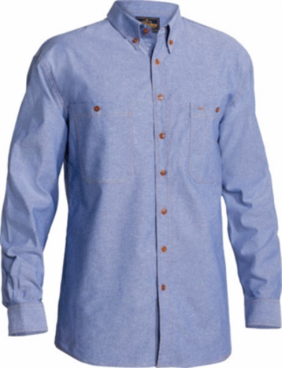 Picture of Bisley Chambray Shirt Long Sleeve 100% Cotton Blue