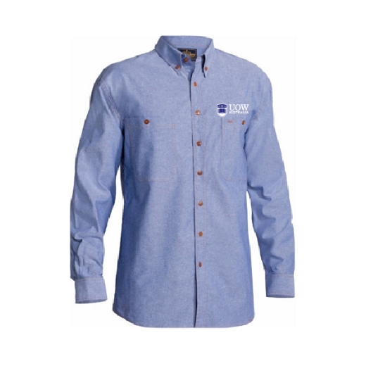 Picture of Bisley Ladies Chambray Shirt Long Sleeve 100% Cotton Blue