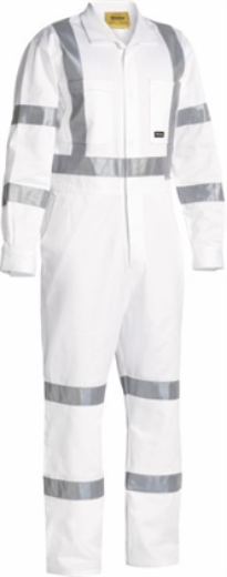 Picture of Bisley Cotton Drill RTA Night Worker Overall X Pattern Reflective Tape White