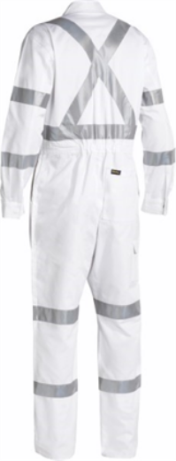 Picture of Bisley Cotton Drill RTA Night Worker Overall X Pattern Reflective Tape White