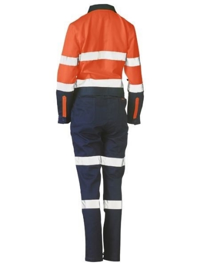 Picture of Bisley Ladies Hi Vis Cotton Drill Coverall with Reflective Tape