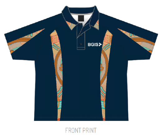 Picture of BGIS Ladies Navy Indigenous Design Sublimated Polo Shirts