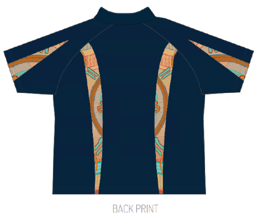 Picture of BGIS Mens Navy Indigenous Design Sublimated Polo Shirts