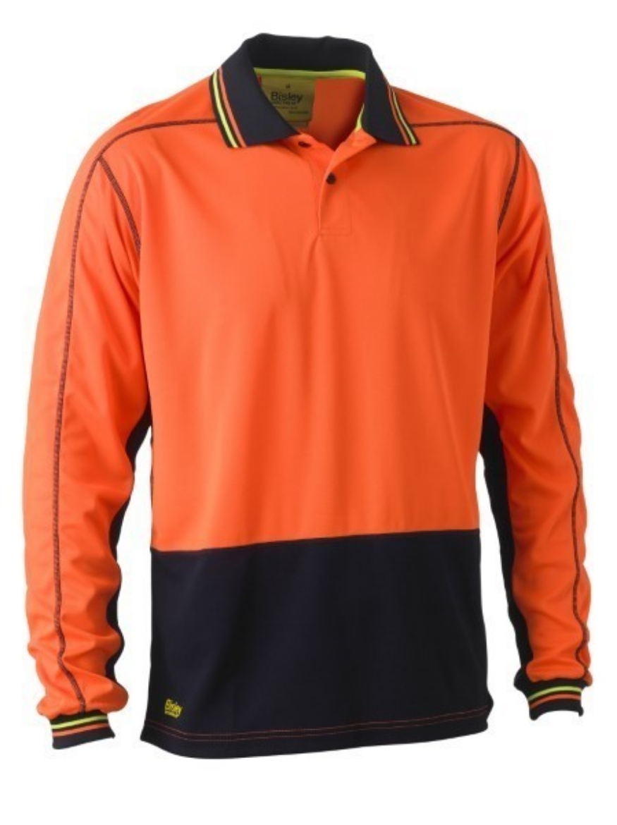 Picture of Bisley Polo Shirt Long Sleeve 100% Polyester Mesh