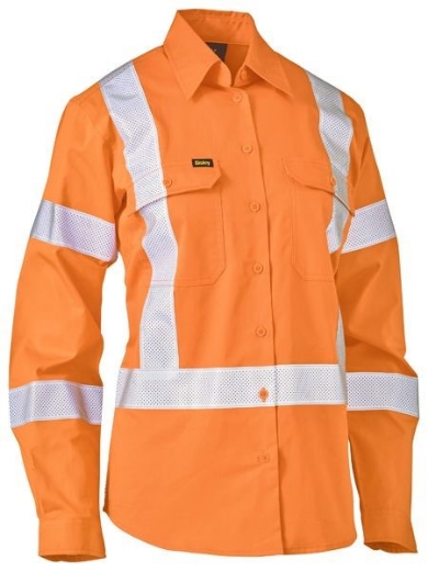 Picture of Bisley Ladies Lightweight Rail Drill Shirt with Reflective Tape