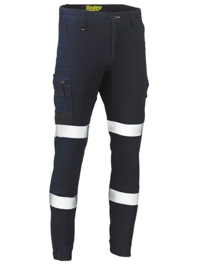 Picture of Bisley Flex & Move Stretch Cuffed Reflective Cargo Pants Denim