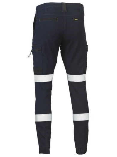 Picture of Bisley Flex & Move Stretch Cuffed Reflective Cargo Pants Denim