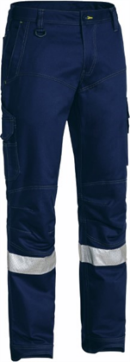 Picture of Bisley X Flow Rip Stop 100% Cotton  Engineered Cargo Work Pants Navy with Reflective Tape