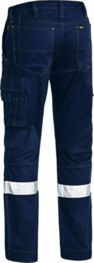 Picture of Bisley X Flow Rip Stop 100% Cotton  Engineered Cargo Work Pants Navy with Reflective Tape