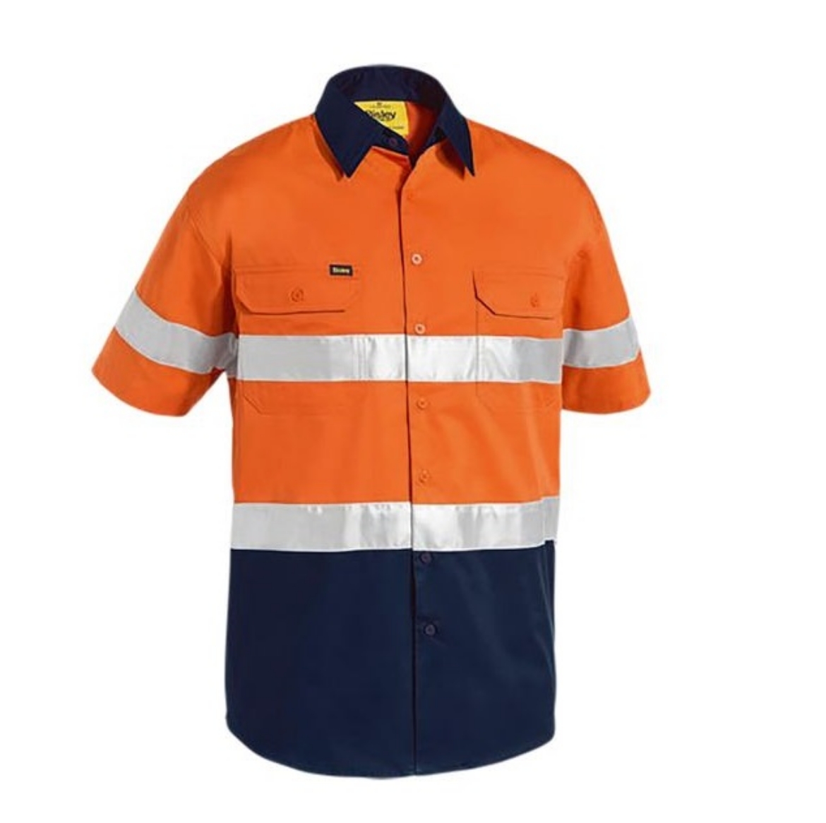 Picture of Bisley Lightweight Hi Vis Drill Shirt 2 Hoop Reflective Short Sleeve