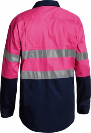 Picture of Bisley Cotton Drill Shirt Lightweight Long Sleeve with Gussetts 2 Ring Pattern Reflective Tape