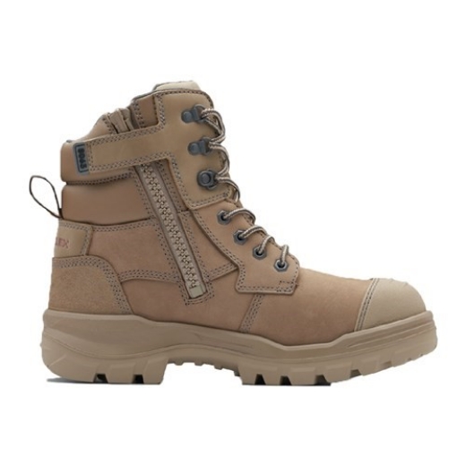 Picture of Blundstone ROTOFLEX Boot Zip Side Lace up Safety Boot Stone TPU Toe Guard