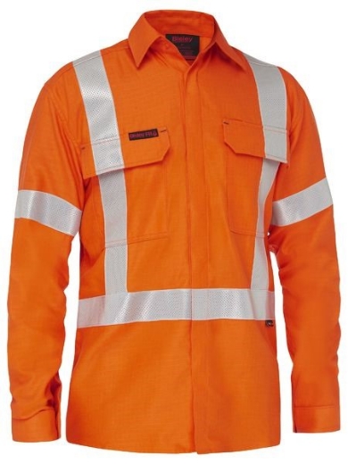 Picture of Bisley Mens Apex 185 X Taped Biomotion Hi Vis FR Ripstop Vented Shirt