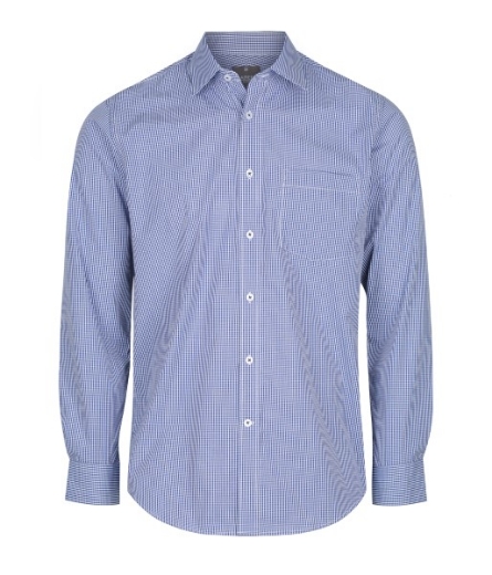 Picture of Gloweave Mens Westgarth Gingham Check Slim Fit Hospitality Long Sleeve Shirt