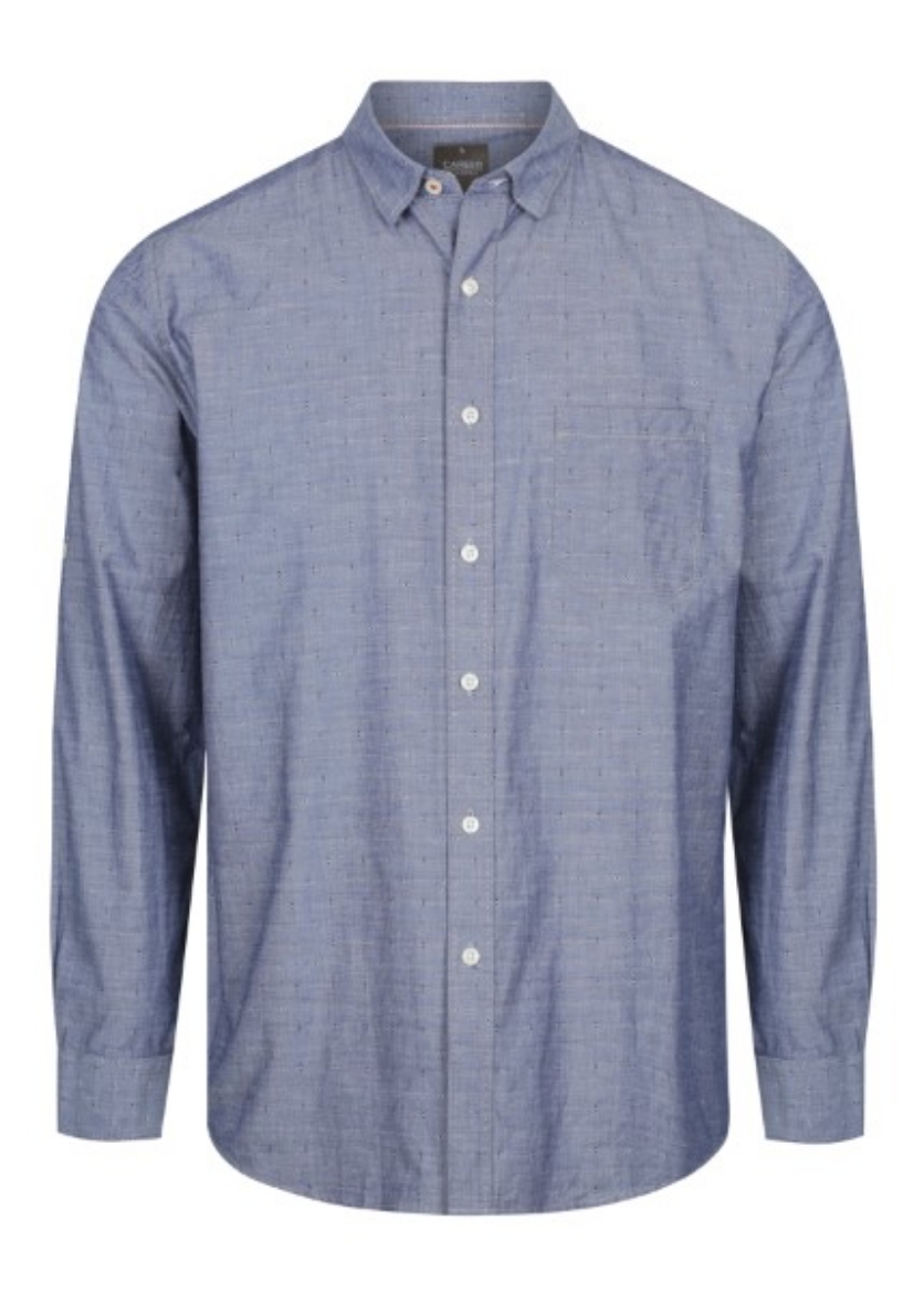 Picture of Gloweave Mens Hardware Spot Dobby Chambray Long Sleeve Shirt 100% Cotton Slate