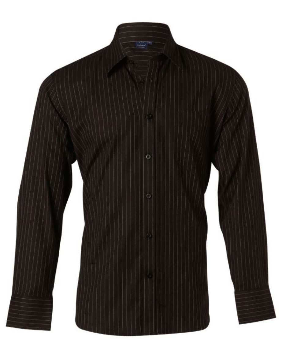 Picture of Winning Spirit Mens Herringbone Pin Stripe Long Sleeve Shirt