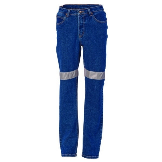 Picture of DNC Ladies Stretch Denim Jeans Denim Blue with Reflective Tape