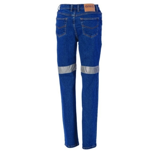 Picture of DNC Ladies Stretch Denim Jeans Denim Blue with Reflective Tape