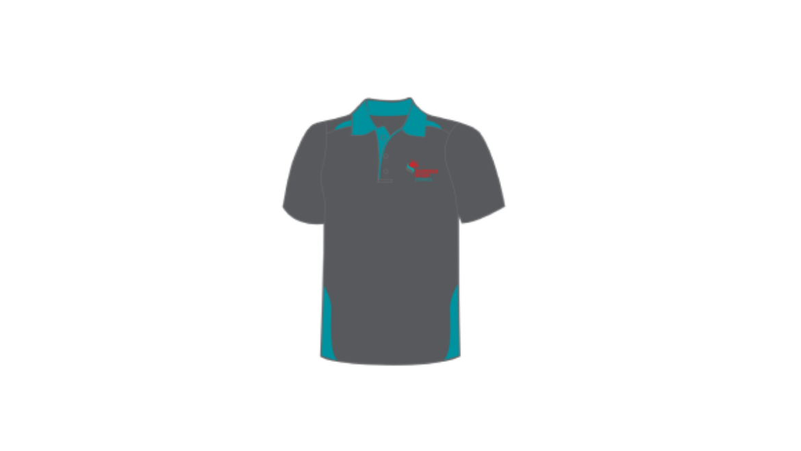 Picture of Custom Ladies Polo Shirt Short Sleeve Cotton Back Charcoal/Teal Including Georges River Council Logo