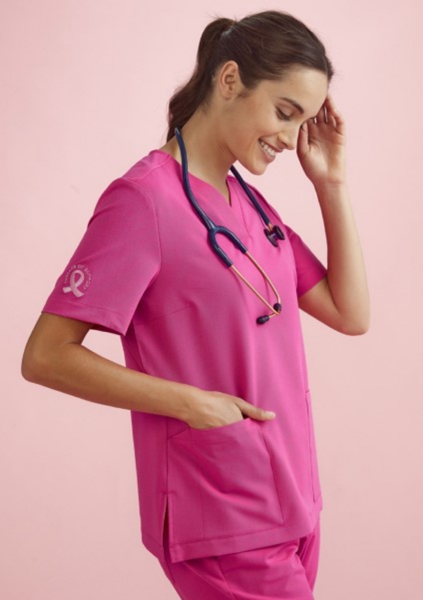 Picture of Bizcare Ladies Pink V-Neck Scrub Top