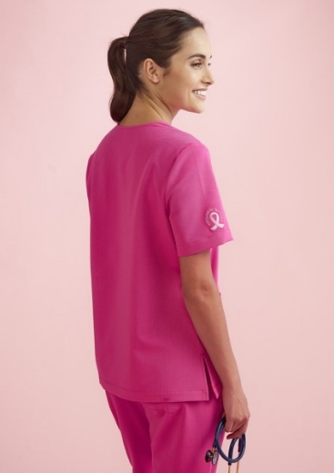 Picture of Bizcare Ladies Pink V-Neck Scrub Top
