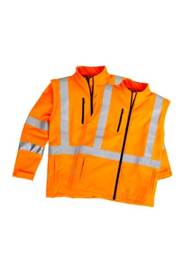 Picture of Syzmik Soft Shell Jacket 2 in 1 X Pattern Reflective Tape Orange (CF10028)