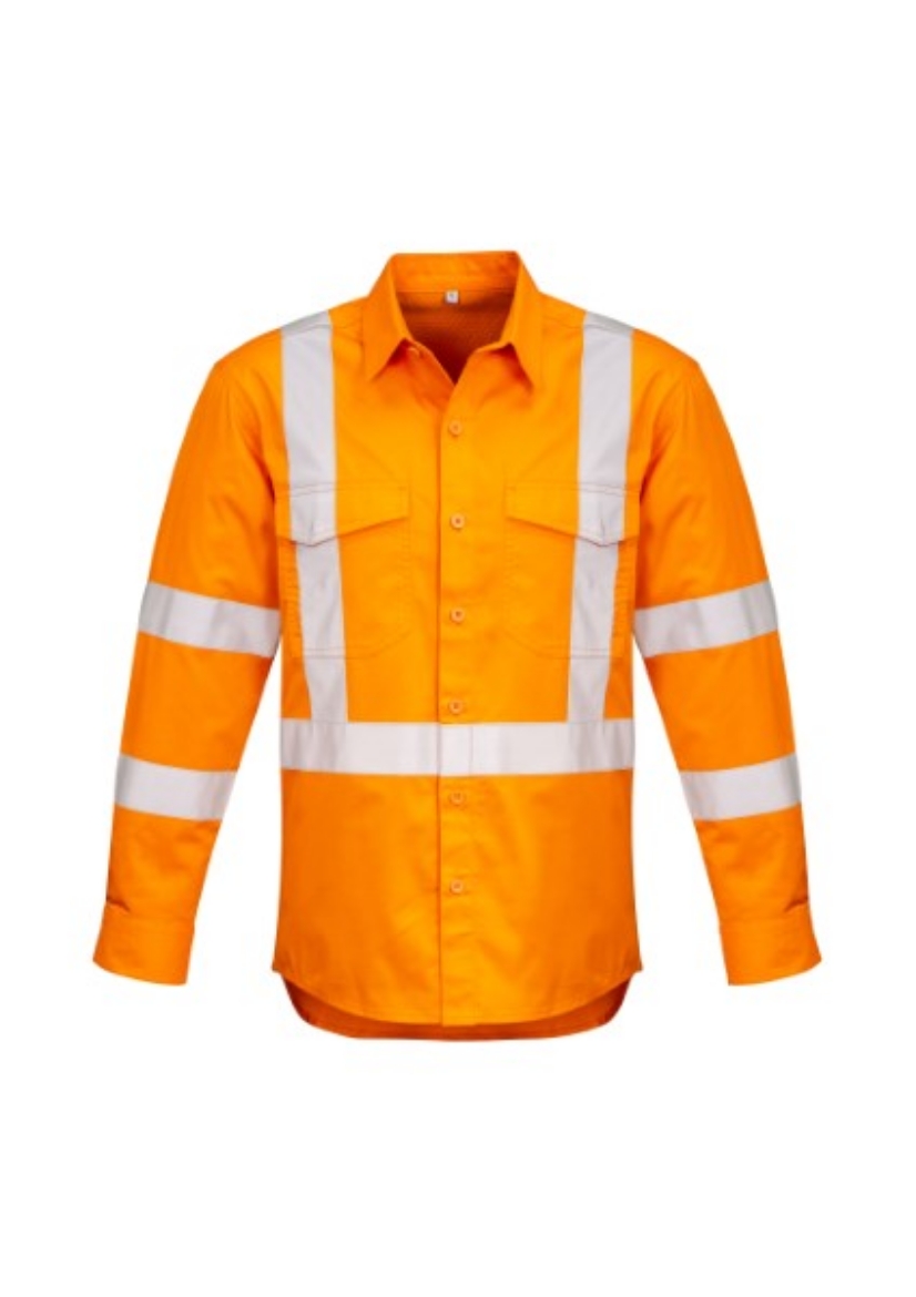 Picture of Syzmik Mens Shirt Mid Weight Hi Vis X Back Taped Shirt Orange