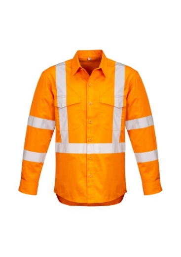 Picture of Syzmik Mens Shirt Mid Weight Hi Vis X Back Taped Shirt Orange