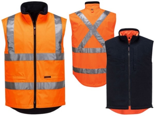 Picture of Prime Mover Hi Vis Reversible Vest with Polar Fleece Lining X Pattern Reflective Tape