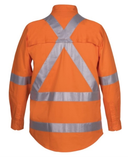 Picture of JB's Hi Vis Shirt Cotton Drill Long Sleeve Cross Back Orange