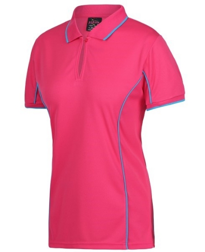 Picture of Podium Ladies Piping Polo Shirt 100% Polyester Pique Knit