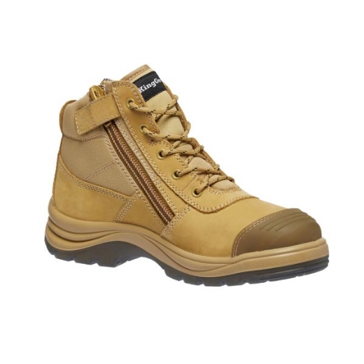 Picture of King Gee Tradie Lace Up Zip Side Boots PR Wheat