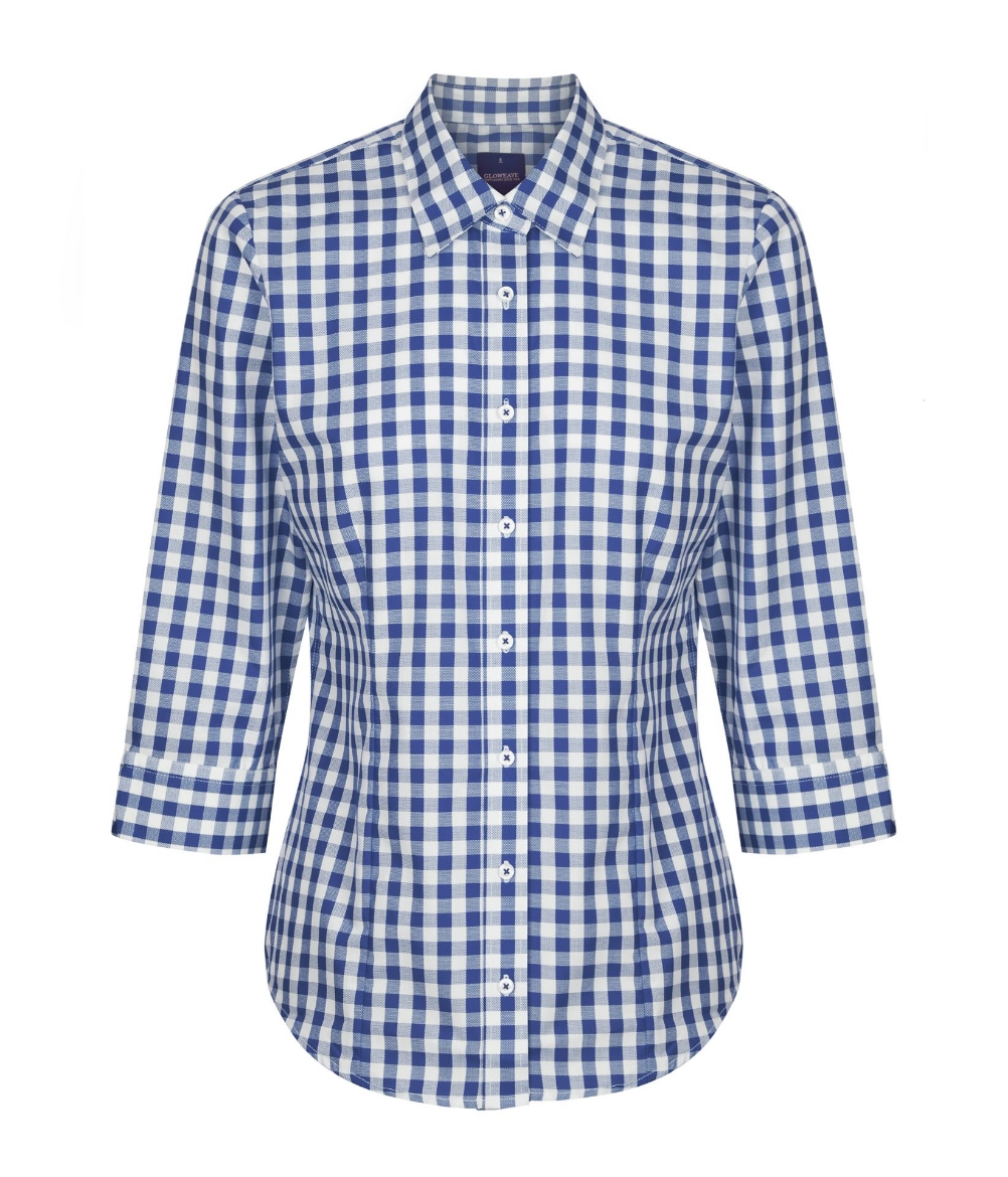 Picture of Gloweave Ladies Degraves Royal Oxford Check 3/4 Sleeve Shirt