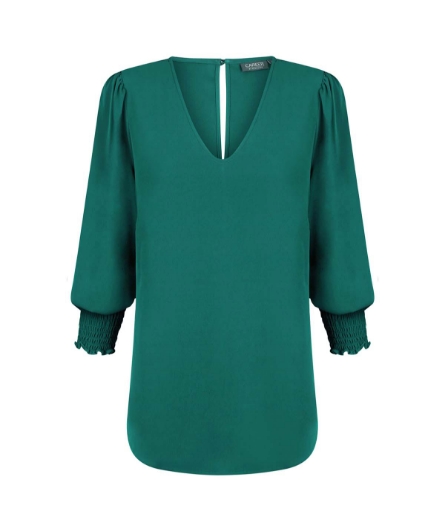 Picture of Gloweave Cleo Ladies V Neck Shirred Cuff Top