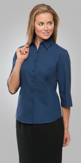 Picture of City Collection Ladies Blouse Micro Check 3/4 Sleeve