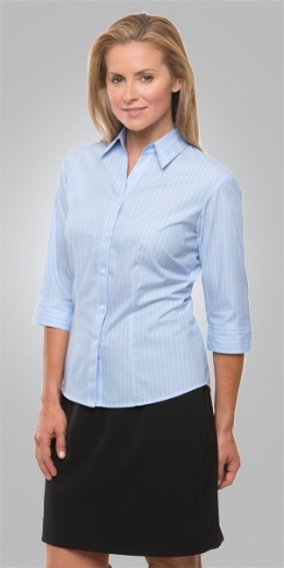 Picture of City Collection Ladies Blouse Shadow Stripe 3/4 Sleeve