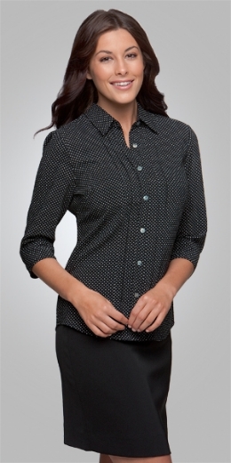 Picture of City Collection Ladies Blouse City Stretch Spot 3/4 Sleeve