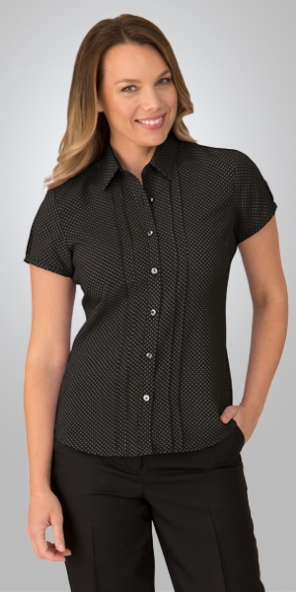 Picture of City Collection Ladies Blouse City Stretch Spot Short Sleeve