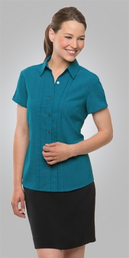 Picture of City Collection Ladies Blouse City Stretch Spot Short Sleeve
