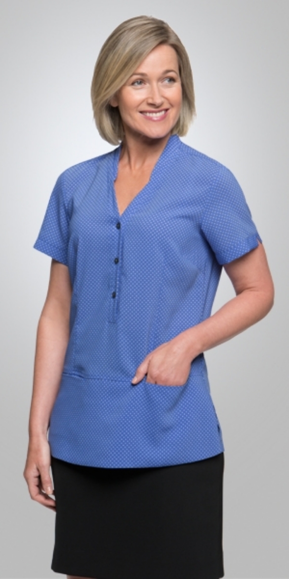 Picture of City Collection Ladies Tunic with double pocket City Stretch Spot Short Sleeve