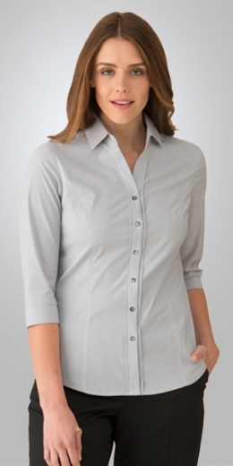 Picture of City Collection Ladies City Stretch Pinfeather Shirt 3/4 Sleeve