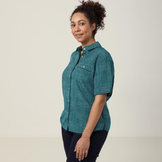 Picture of NNT Ladies Pixel Print Short Sleeve Action Back Shirt