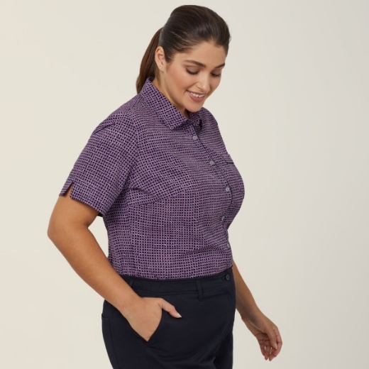 Picture of NNT Ladies Pixel Print Short Sleeve Action Back Shirt