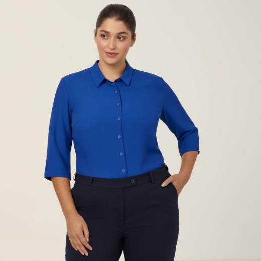 Picture of NNT Ladies 3/4 Sleeve Pleat Detail Blouse Cobalt