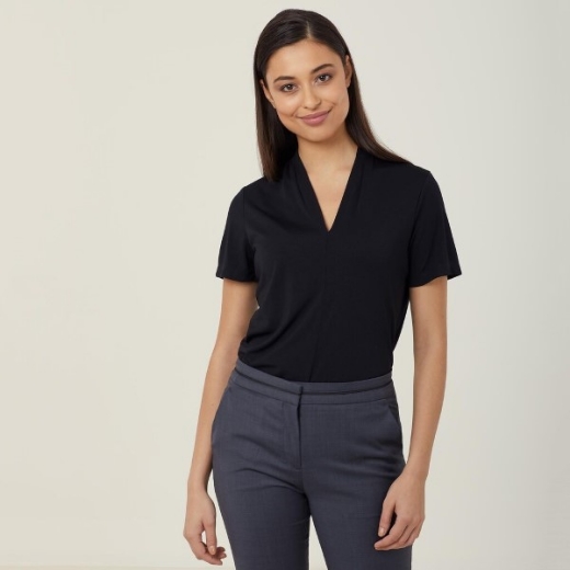 Picture of NNT Ladies Matt Jersey V Neck Short Sleeve Top