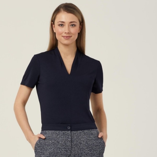 Picture of NNT Ladies Matt Jersey V Neck Short Sleeve Top