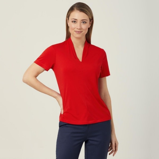 Picture of NNT Ladies Matt Jersey V Neck Short Sleeve Top