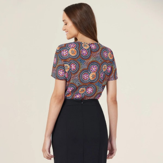 Picture of NNT Ladies Polyester Print Bush Tucker Indigenous Blouse