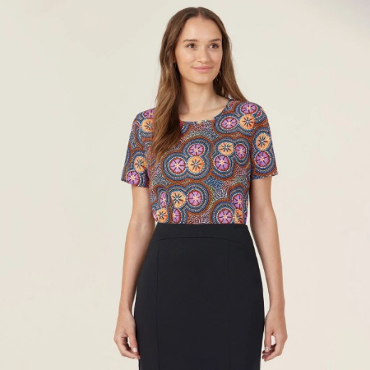 Picture of NNT Ladies Polyester Print Bush Tucker Indigenous Blouse